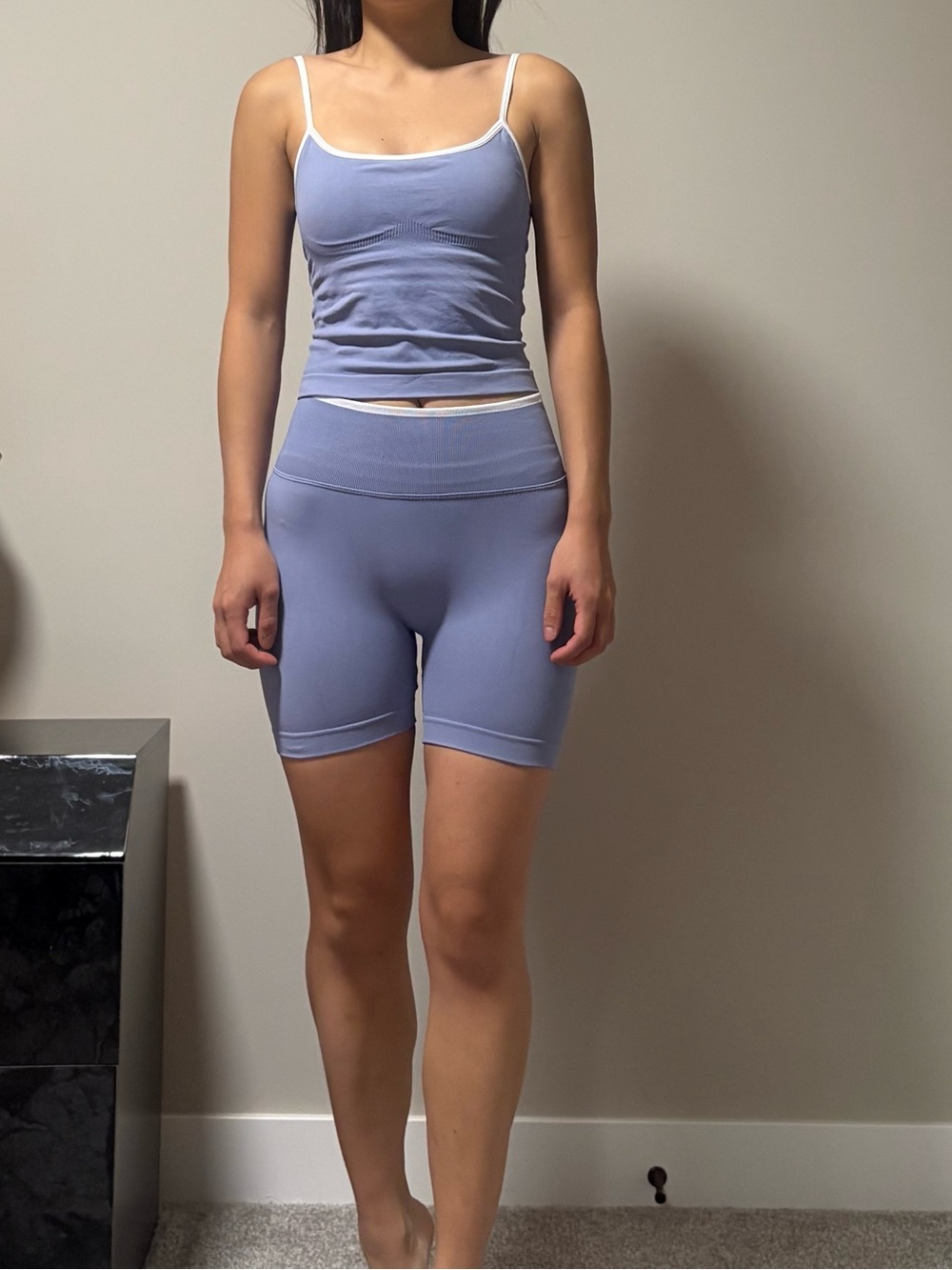 Light Blue Seamless Tank and Biker Short Set